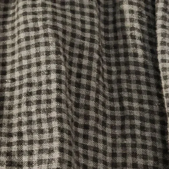 Eileen Fisher Organic Linen Checkered Button Down Shirt - Picture 7 of 7